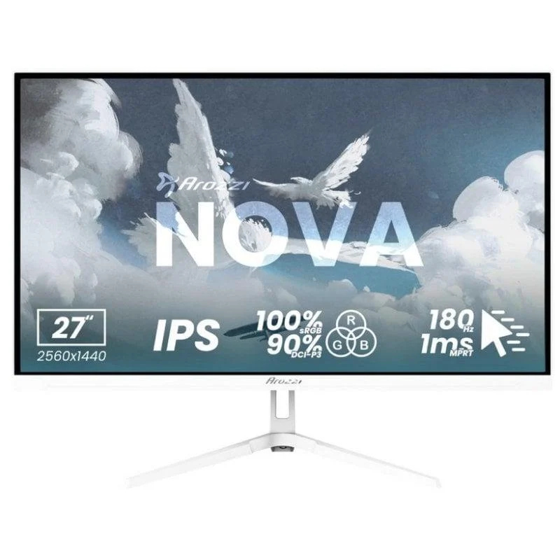 Detalle de Monitor Arozzi Nova 27" QHD 180 Hz IPS – HDR, FreeSync y G-SYNC en blanco