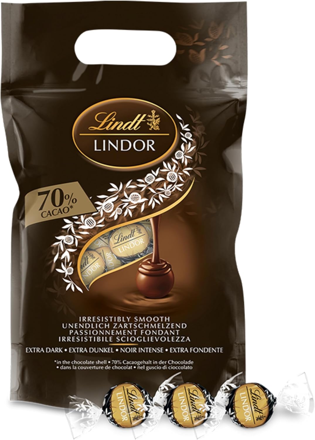 Detalle de Lindt LINDOR Praline di Cioccolato Extra Fondente 70% cacao – 1 kg (80 cioccolatini)