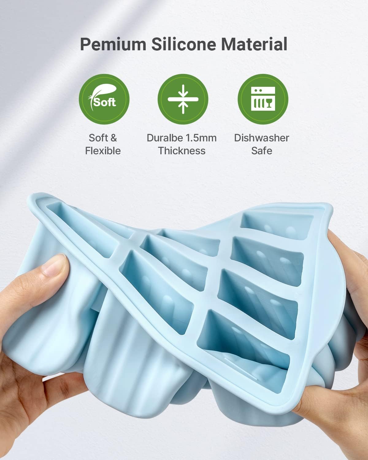 Detalle de MEETRUE 12-Piece Silicone Popsicle Molds Kit with Sticks, Bags, and Cleaning Brush