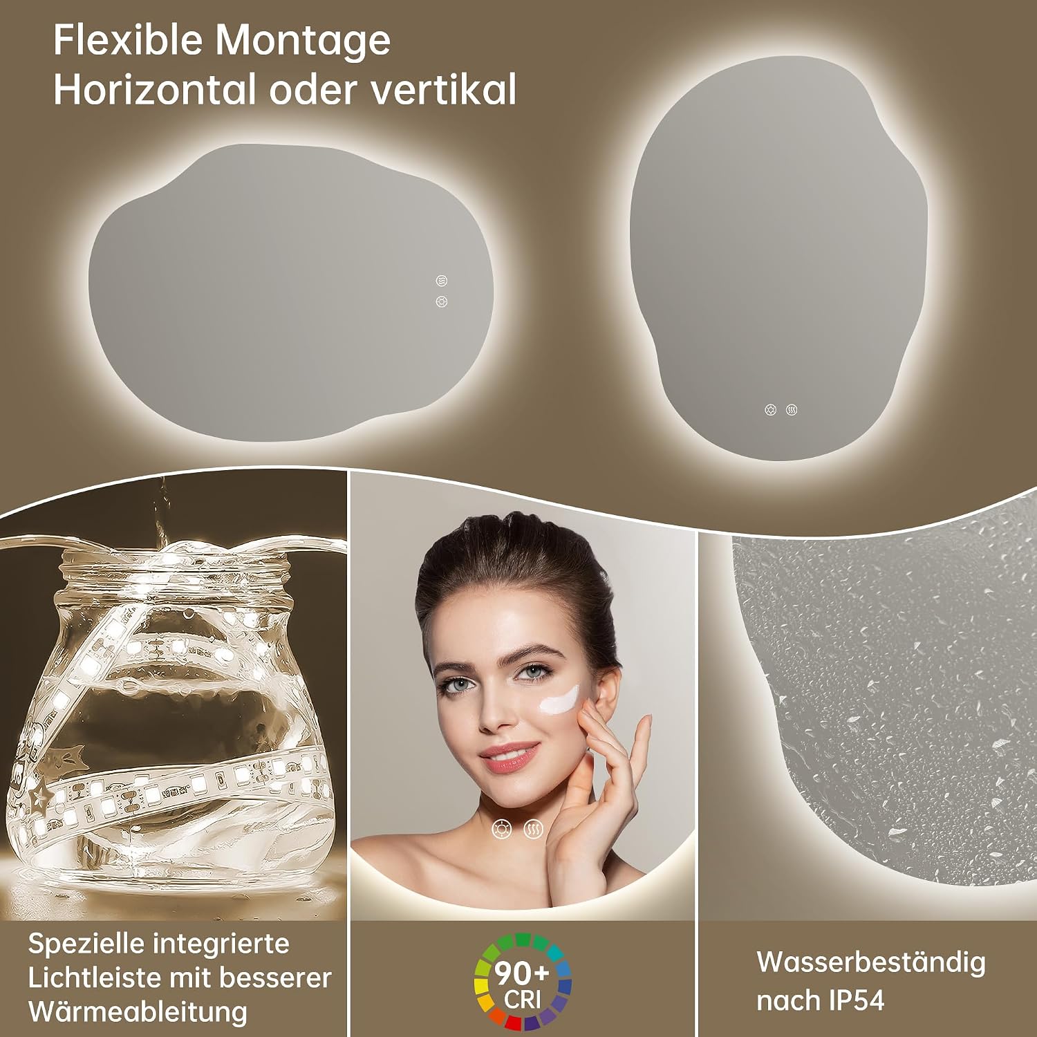 Detalle 2 de OUMUSU LED Badspiegel 60 x 80 cm mit Touch