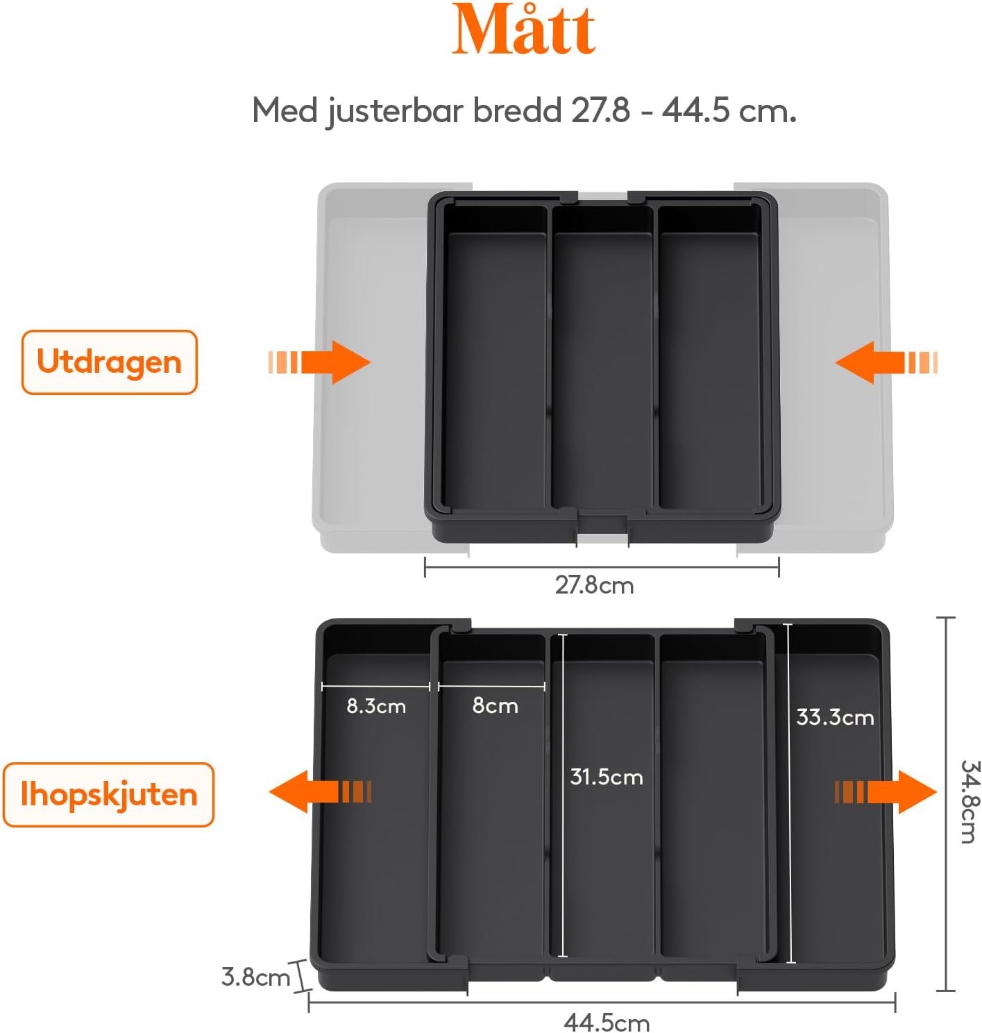 Detalle de Lifewit 23077 bestickinsats, utdragbar med fem fack