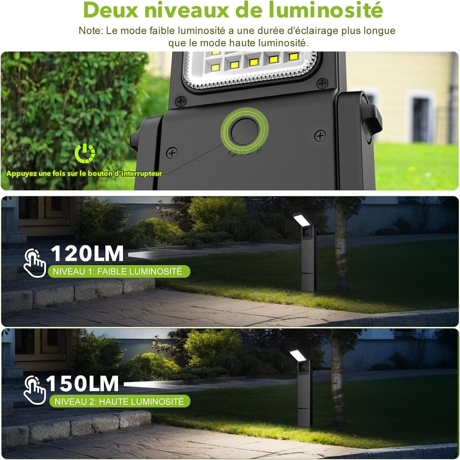 Thumbnail 2 de OUSFOT Luci Solari da Giardino 6 pezzi con 40 LED, 2 livelli di luminosità e sensore crepuscolare IP65