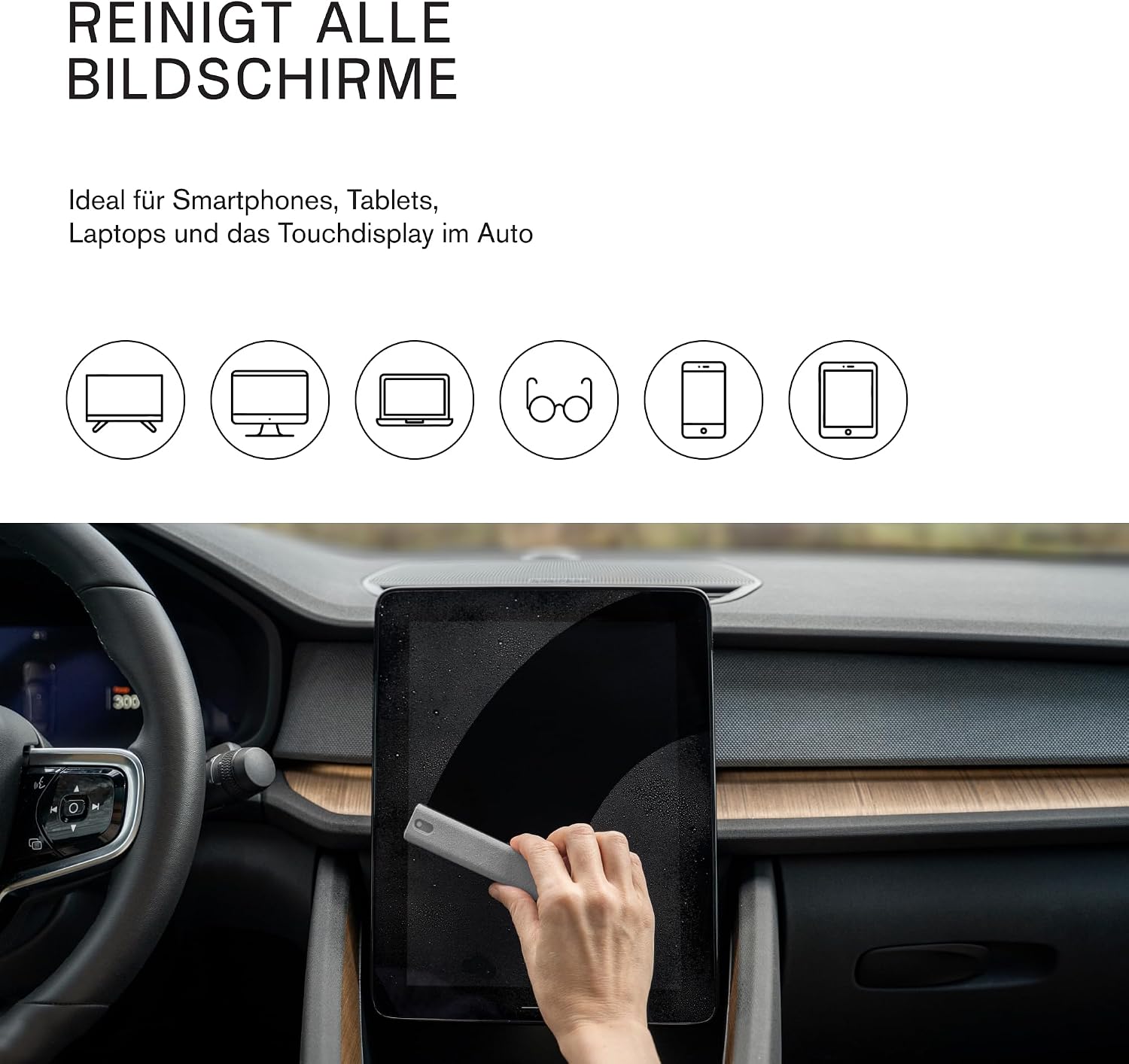 Detalle de AM Bildschirmreiniger Set mit 200 ml Nachfüllung – 3er Pack zum sanften Display- cleaning für Handy, Tablet, Laptop, Monitore und Auto-Displays