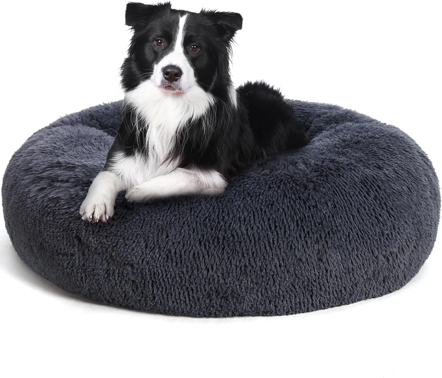 Detalle de HMTOPE orthopädisches rundes Hundebett 80 cm Ø – dunkelgrau, waschbarer Donut/Kuschelkorb