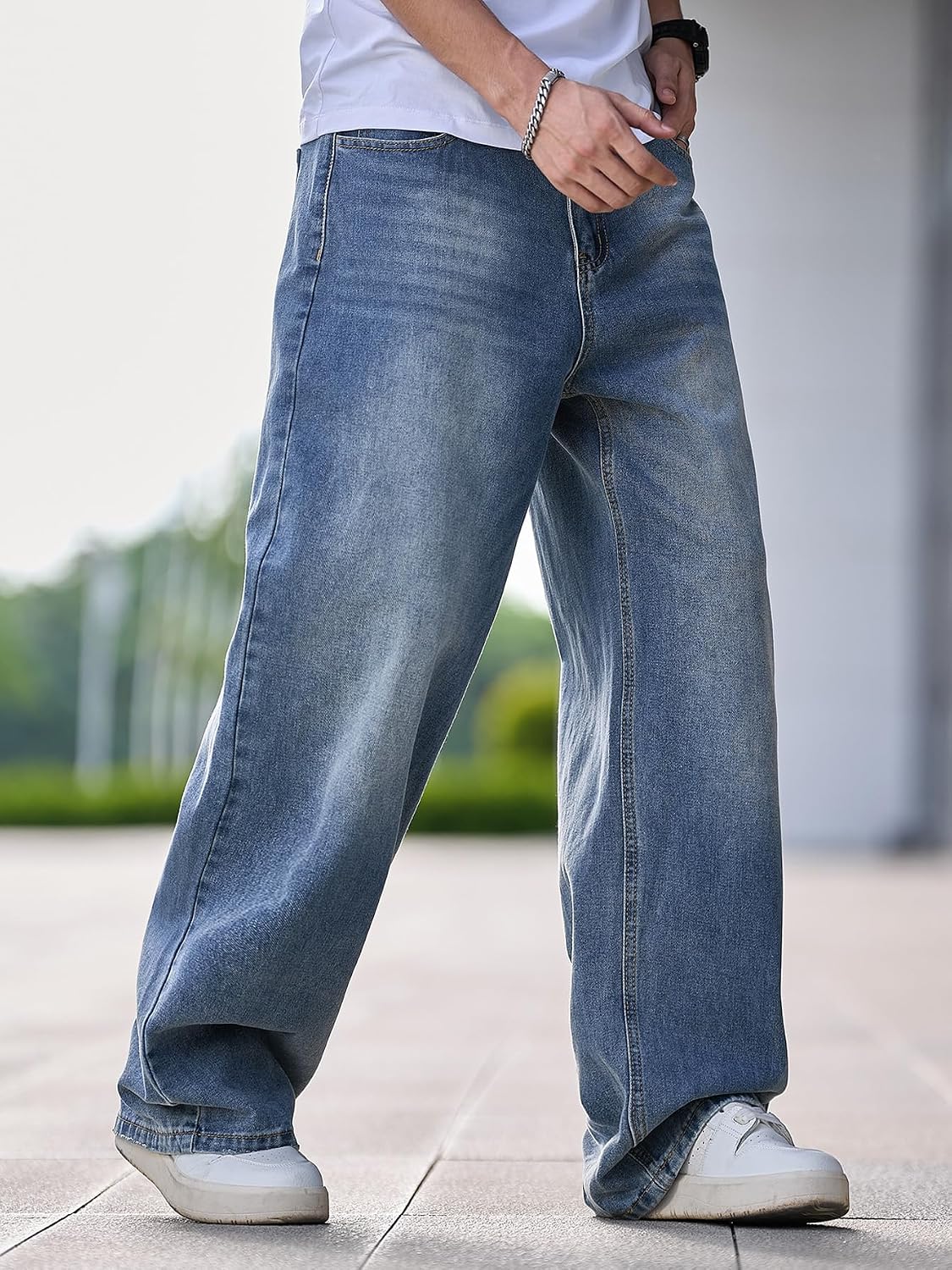 Detalle de Zewool Herren Baggy Hip Hop Jeans – Weite Beinform Streetwear, Lässige Passform