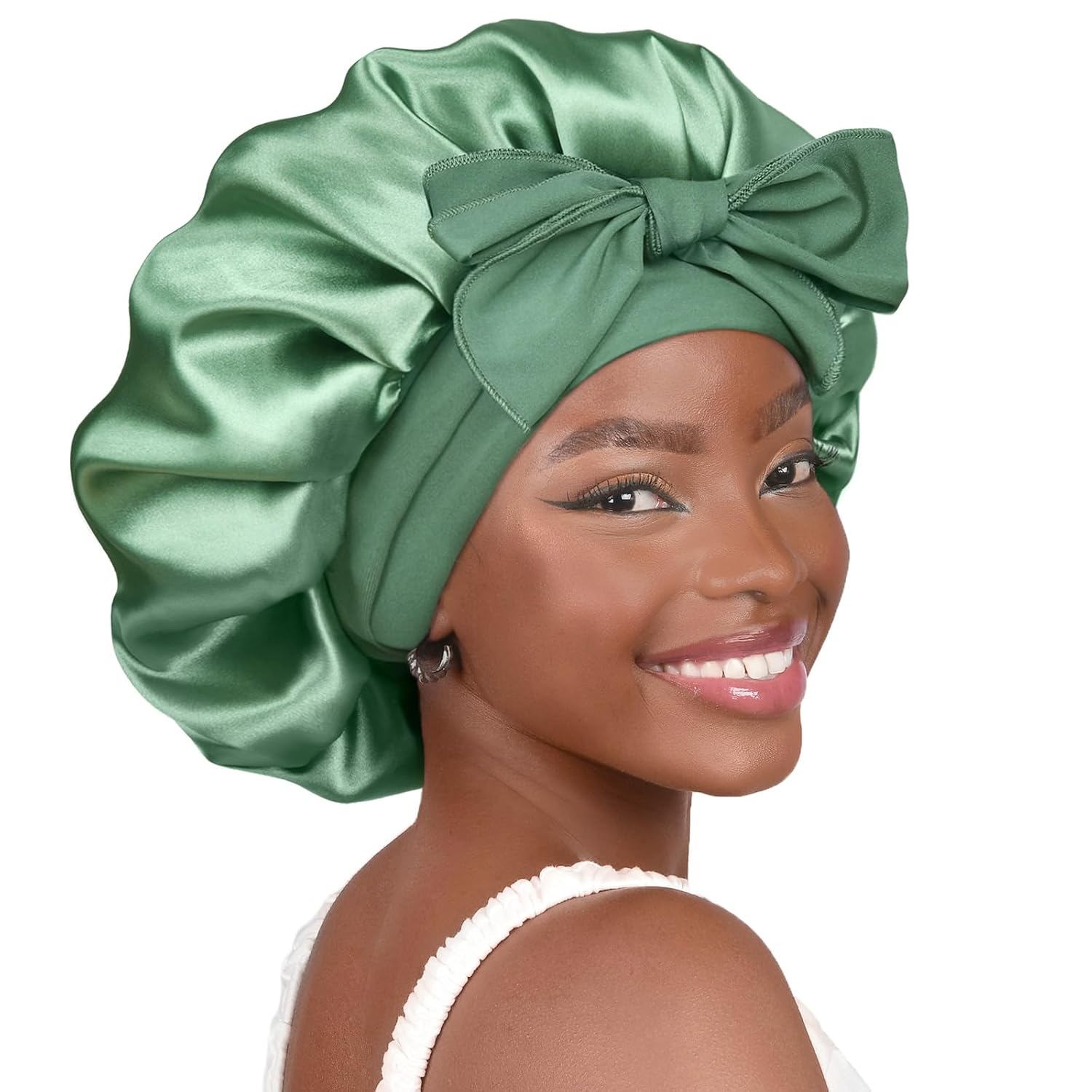 Thumbnail 6 de YANIBEST Seidenschlafmütze für Frauen – doppellagige Satin-Haube mit Bindeband für lockiges Haar