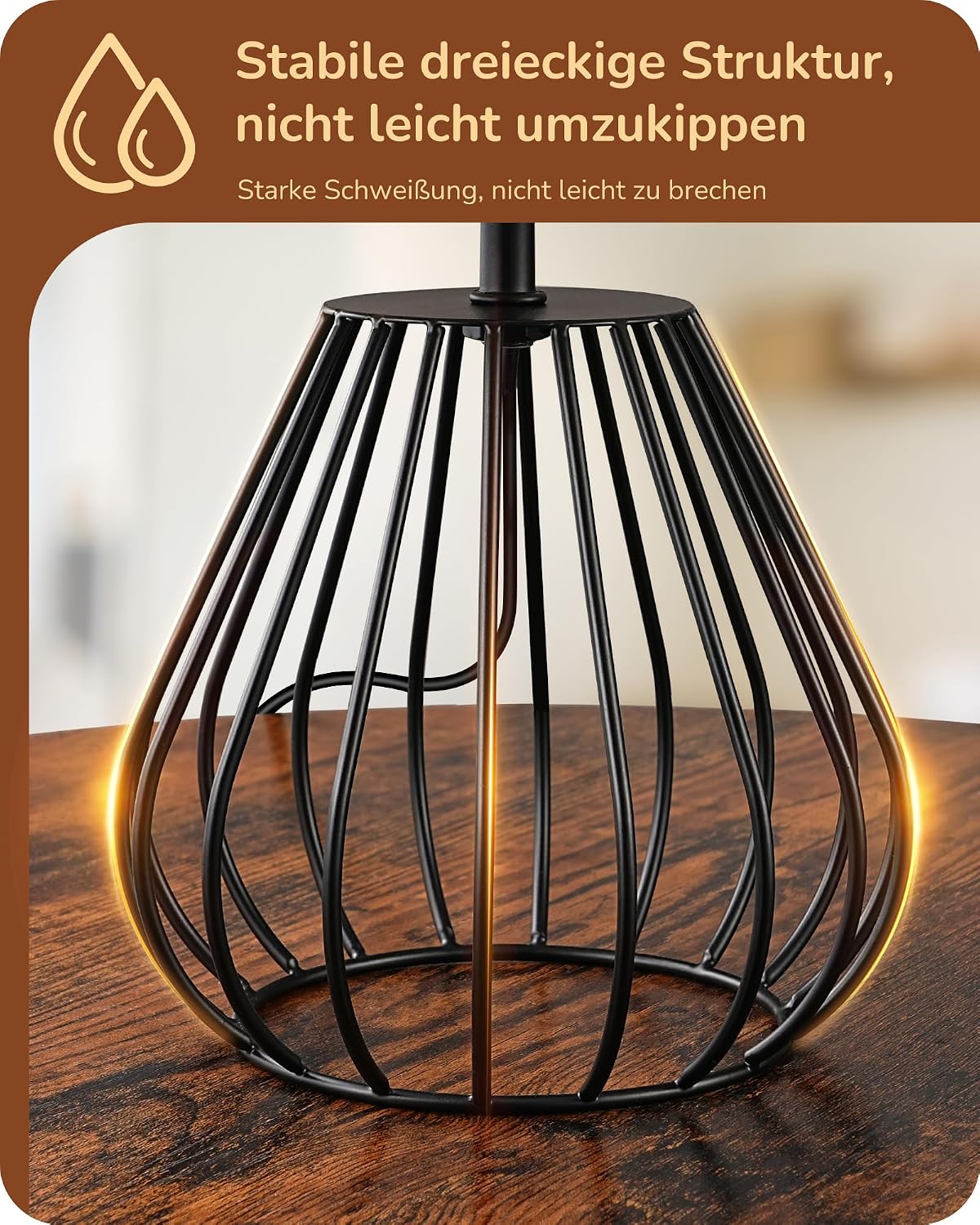 Thumbnail 2 de EDISHINE Tischlampe Wohnzimmer – Boho-Stil mit gewebtem Papierseil-Schirm, E14, 29 cm, Schwarz