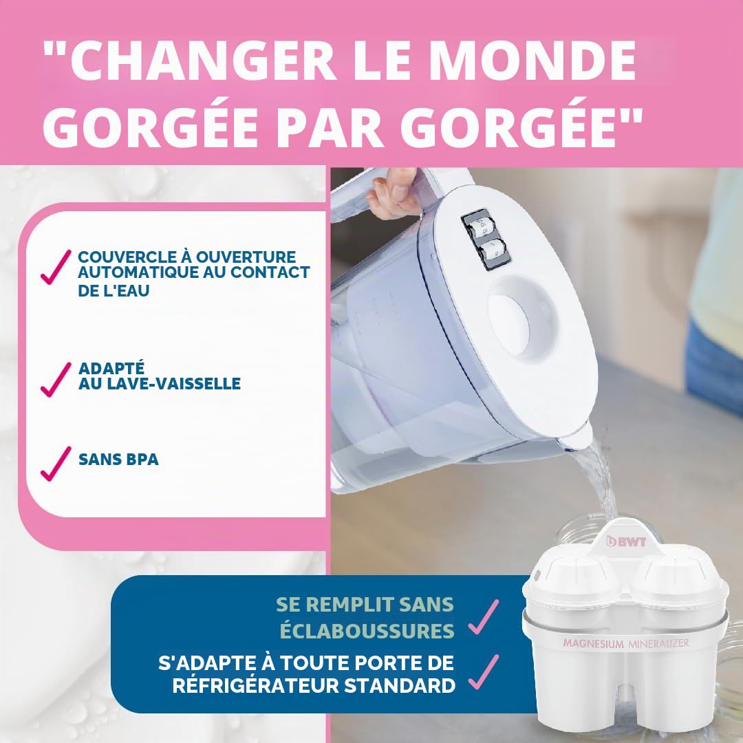 Detalle de BWT JARRA VIDA MANUAL+ 3 FILTROS — filtration efficace pour votre eau du quotidien