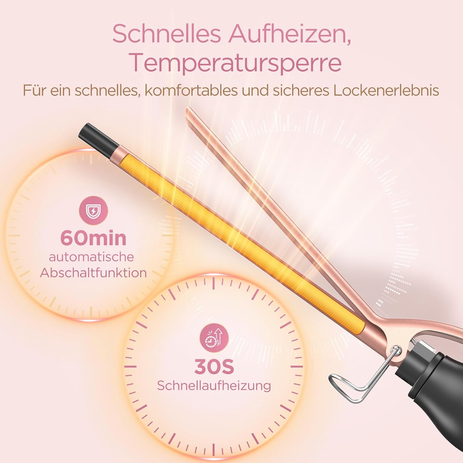 Detalle de BESTOPE PRO Lockenstab 9mm – Mini-Locken, schnelle Hitze, LCD-Display