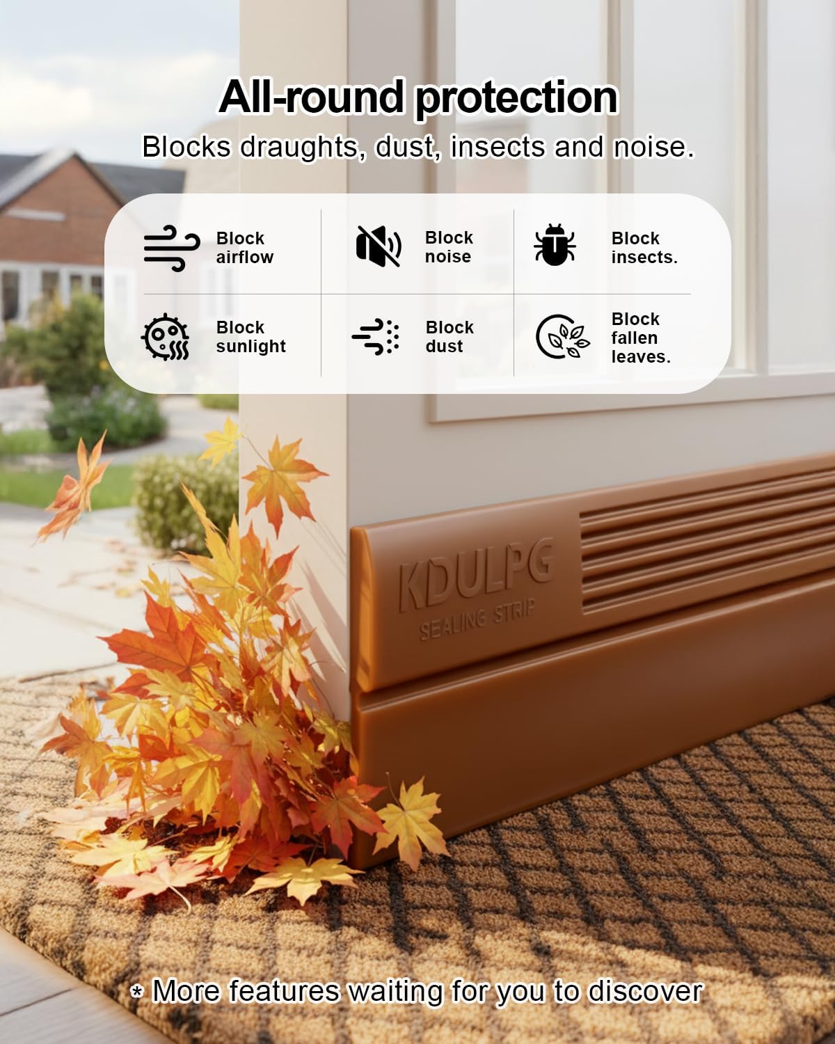 Thumbnail 4 de Silicone Draught Excluder Door Seal Strip (Self-Adhesive) – Coffee Colour