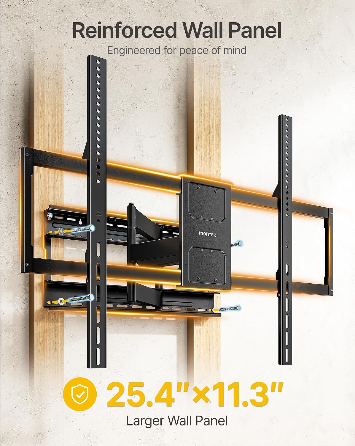 Detalle de monTEK Heavy Duty TV Wall Mount for 50–100 inch XL TVs (Up to 176 lbs) with 25" Arm, 800x600 VESA