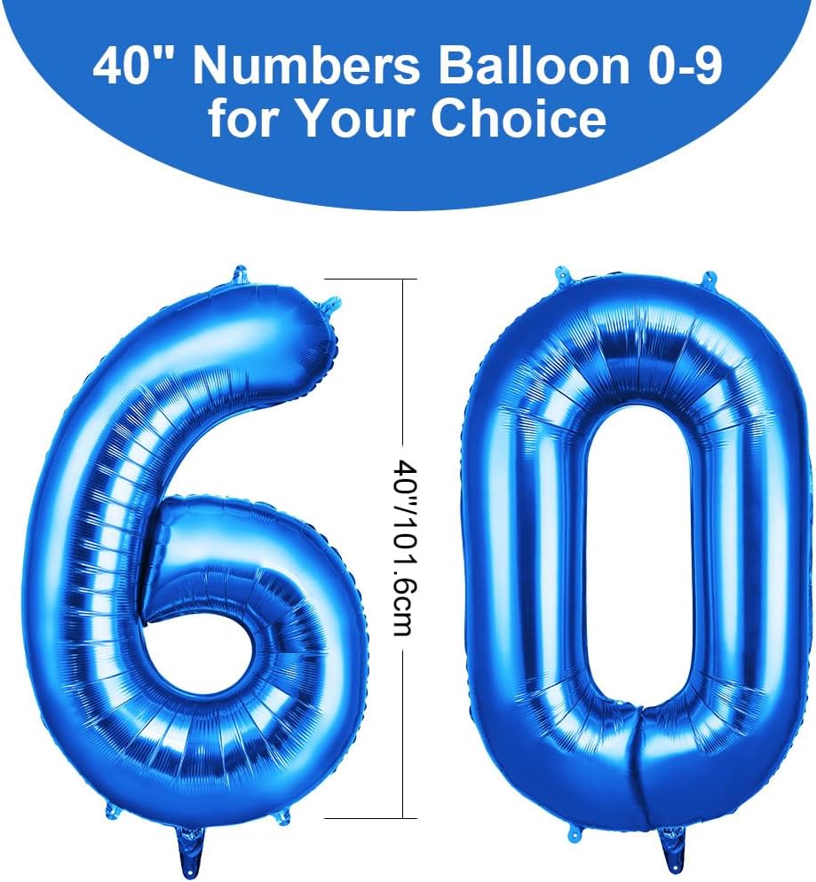 Thumbnail 1 de OFFCUP Luftballon Zahlen 60 Blau – Großes Folienballon 101 cm für Geburtstage und Co.