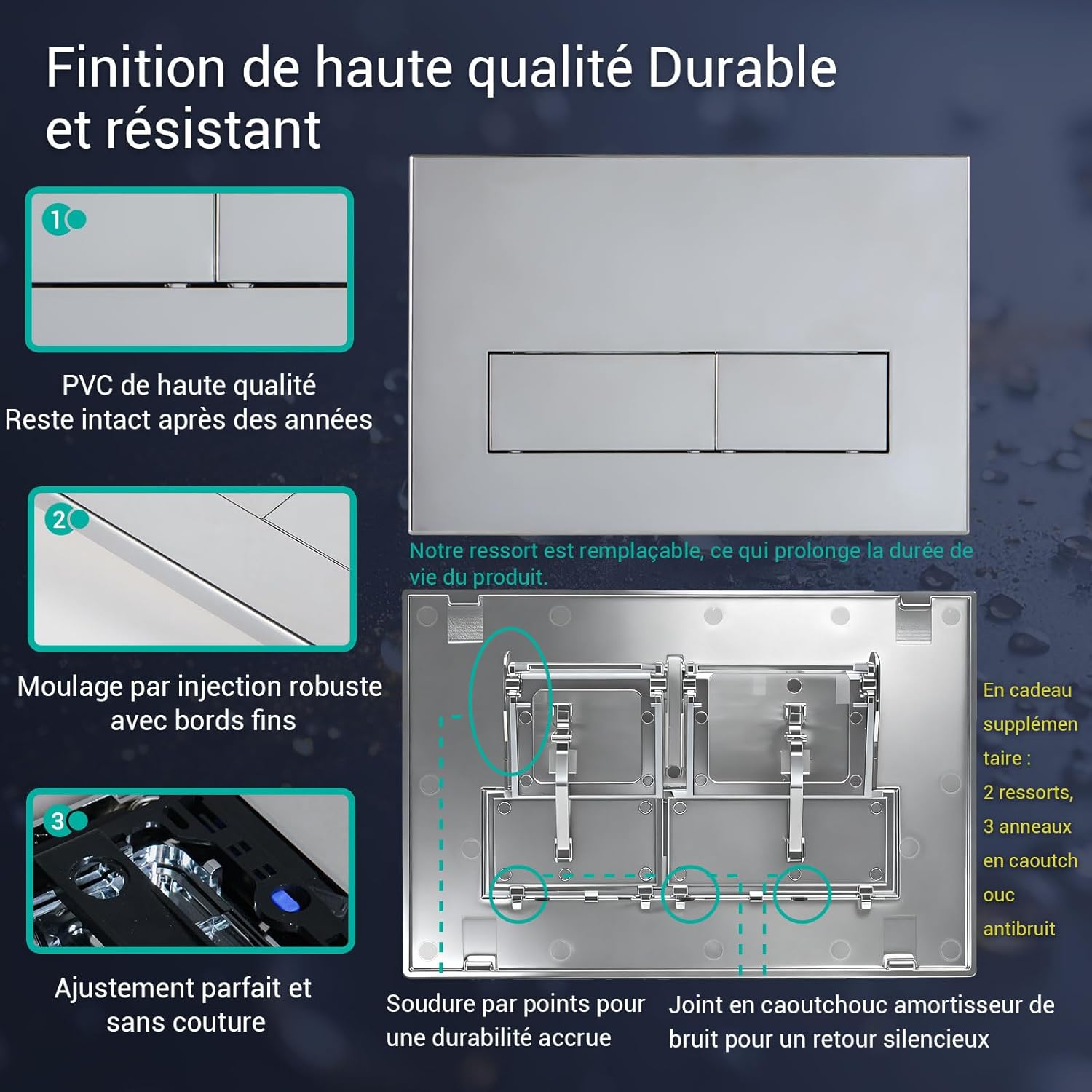 Thumbnail 1 de Empyreal Plaque de déclenchement avec jeu de levier et cadre de montage — compatible Geberit Sigma 01, 20, 30, UP320 et UP300 (Chrome)