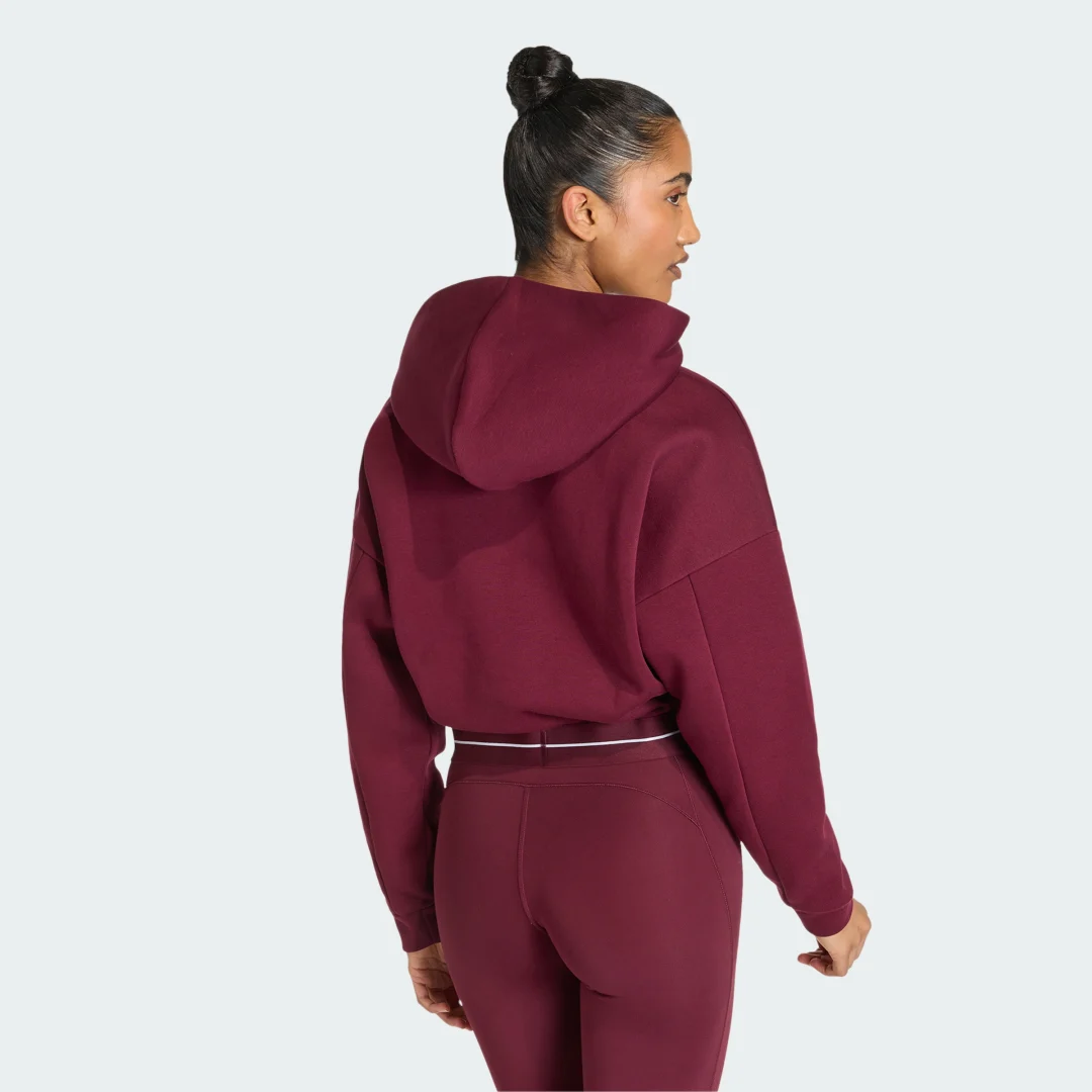 Detalle 2 de Sudadera corta con capucha Hyperglam de Adidas – Burgundy