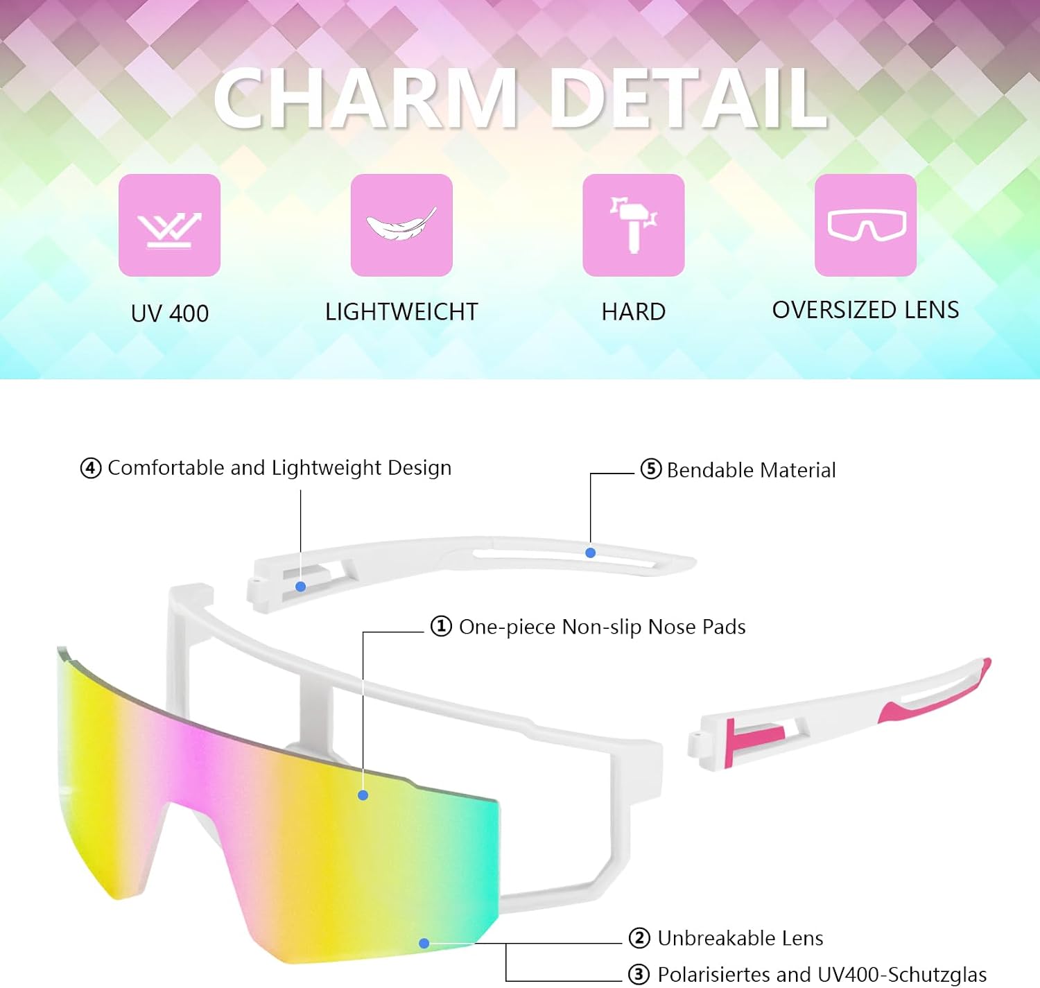 Detalle 1 de IKTOD Polarized Sports Sunglasses 3-Pack