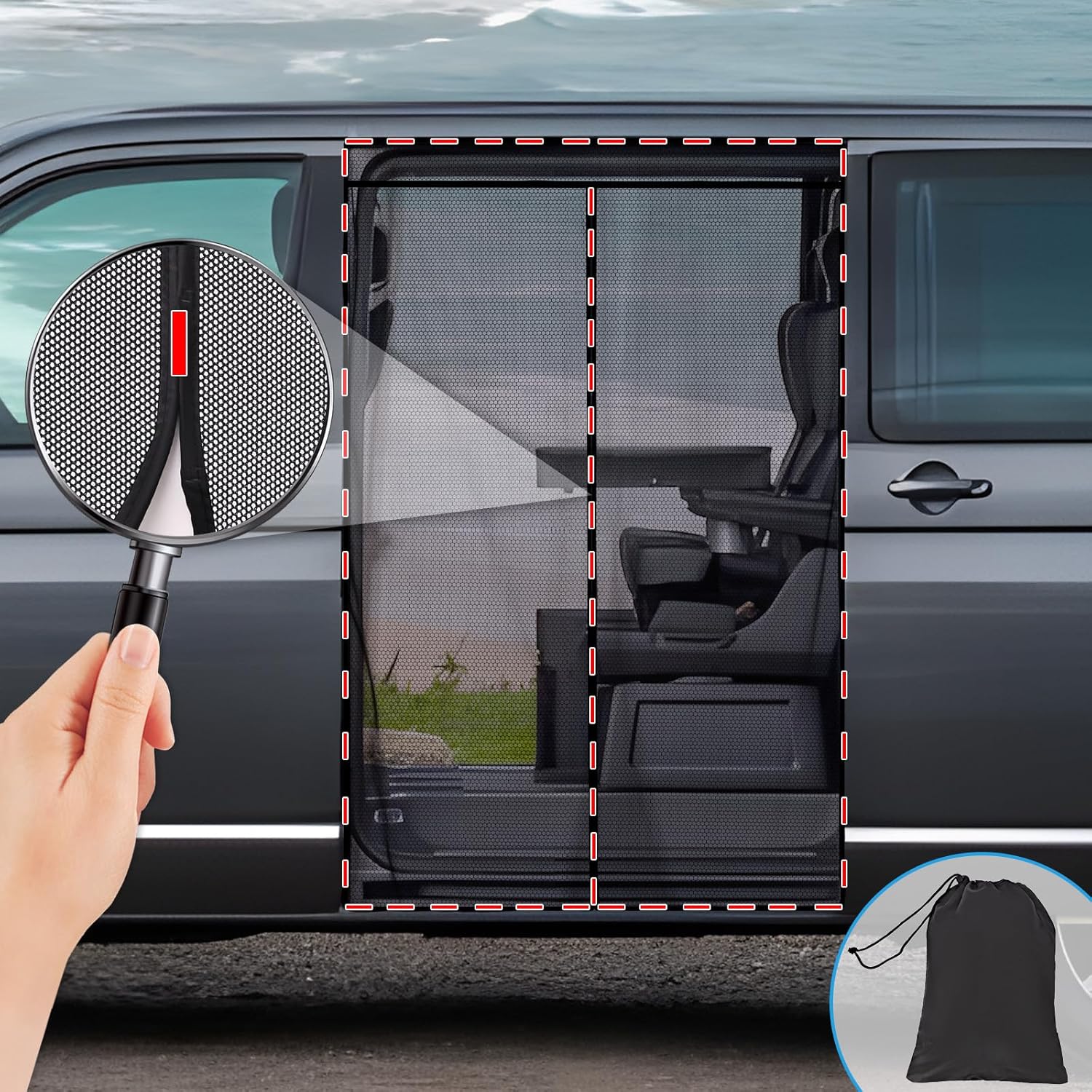Detalle 2 de ZATOOTO Magnetic Mosquito Net for VW T5/T6 Side Sliding Door (T5 T6)