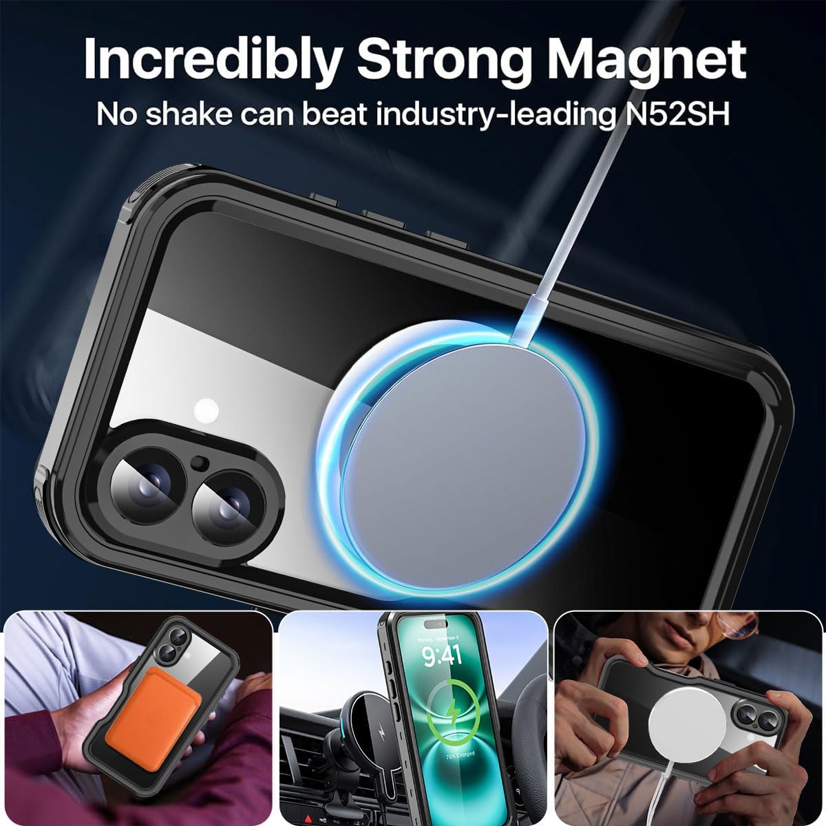 Detalle de AICase Waterproof Case for iPhone 16 (6.1-inch): Full-Body MagSafe Protection, IP68 underwater certified