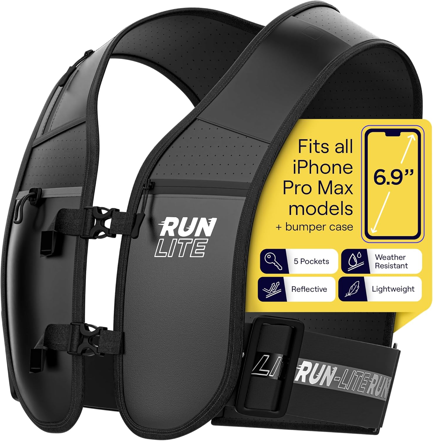 Thumbnail 6 de Gilet Running Unisex con Porta Cellulare Impermeabile – 5 Tasche, Leggero e Riflettente