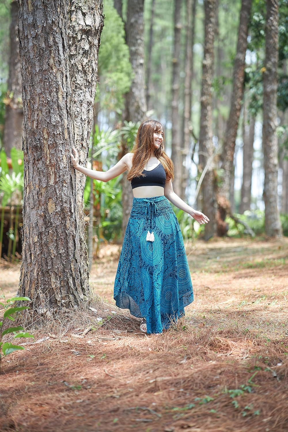 Detalle de Lannaclothesdesign Women's Long Maxi Skirt – Bohemian Gypsy Boho Rayon Knit, 37" or 40