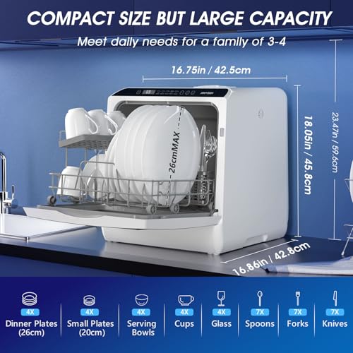 Detalle de AIRMSEN Mini Table Top Dishwasher - Upgraded 6 Programs