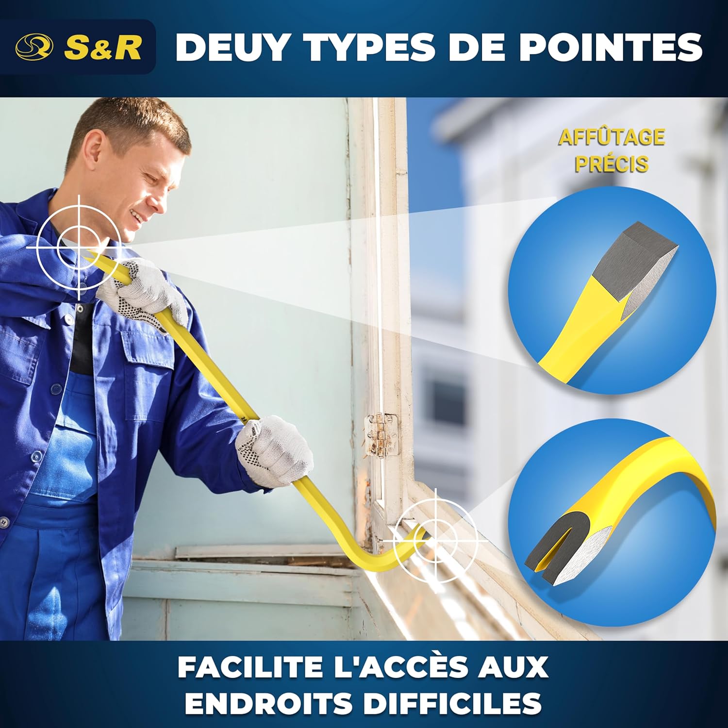 Thumbnail 5 de S&R - Kit Professionnel de Pieds-de-Biche 50 cm et 80 cm (500x16 mm et 800x18 mm) pour Démolition et Découpage