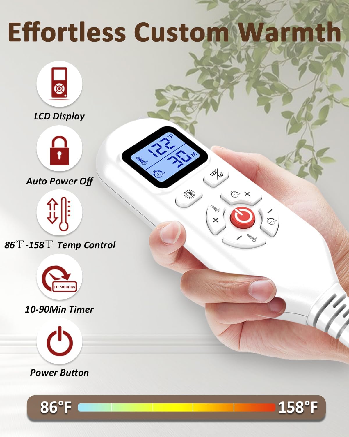 Detalle 1 de Kedite Electric Neck Heating Pad, 86–158°F Adjustable Heat, 10–90-Minute Timer