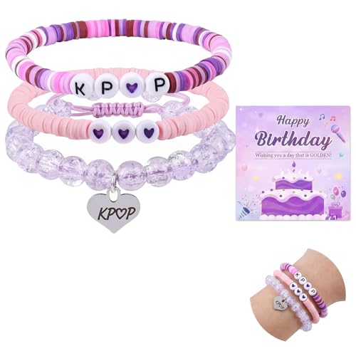 Detalle de DYIOTF Lot de 3 Bracelets Kpop avec Carte de Vœux – Accessoires K-pop pour Fans