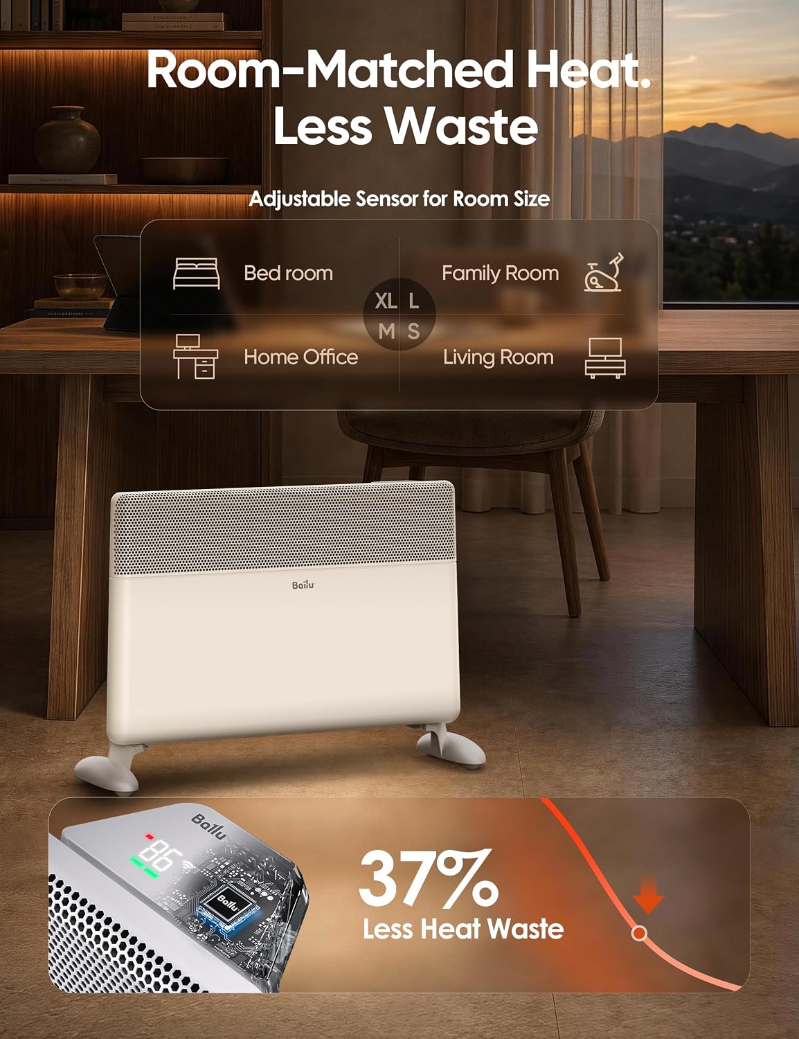 Thumbnail 3 de Ballu Smart Space Heater, 1500W Convection, WiFi, Thermostat and Remote