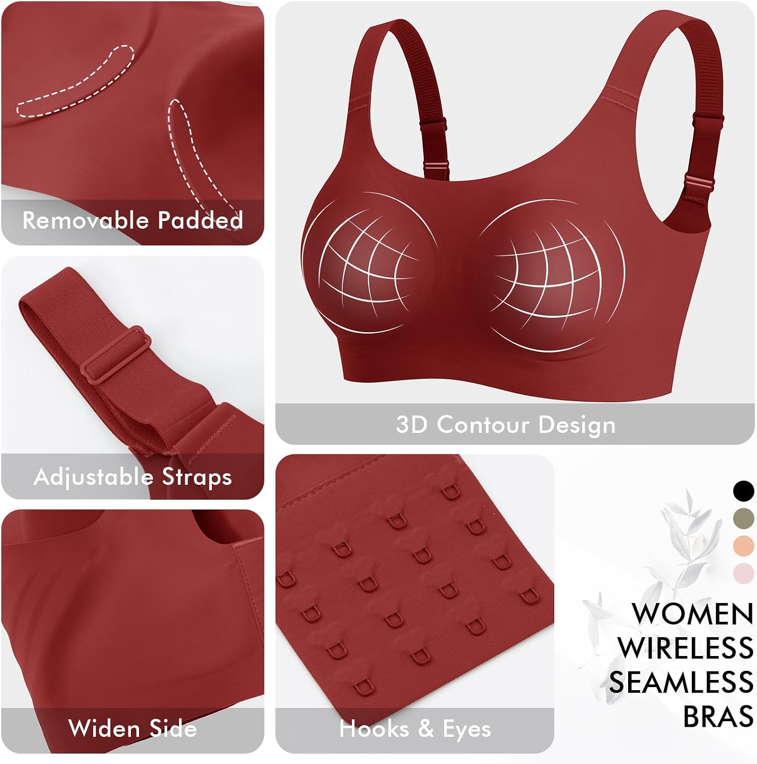 Detalle de Ganado WNBR001 Wireless Seamless Bra, Full Coverage and Adjustable Straps