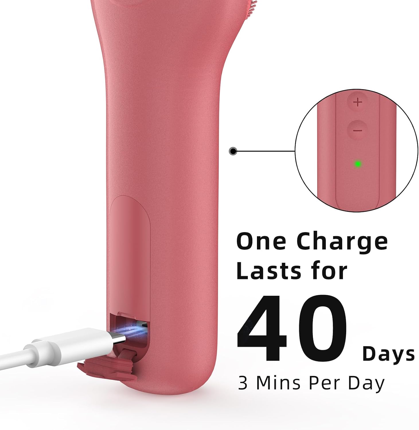 Detalle de Facial Cleansing Brush (Red) – Soft Exfoliating Silicone Face Wash Brush with 3 Modes, 8 Intensities, Type-C Rechargeable