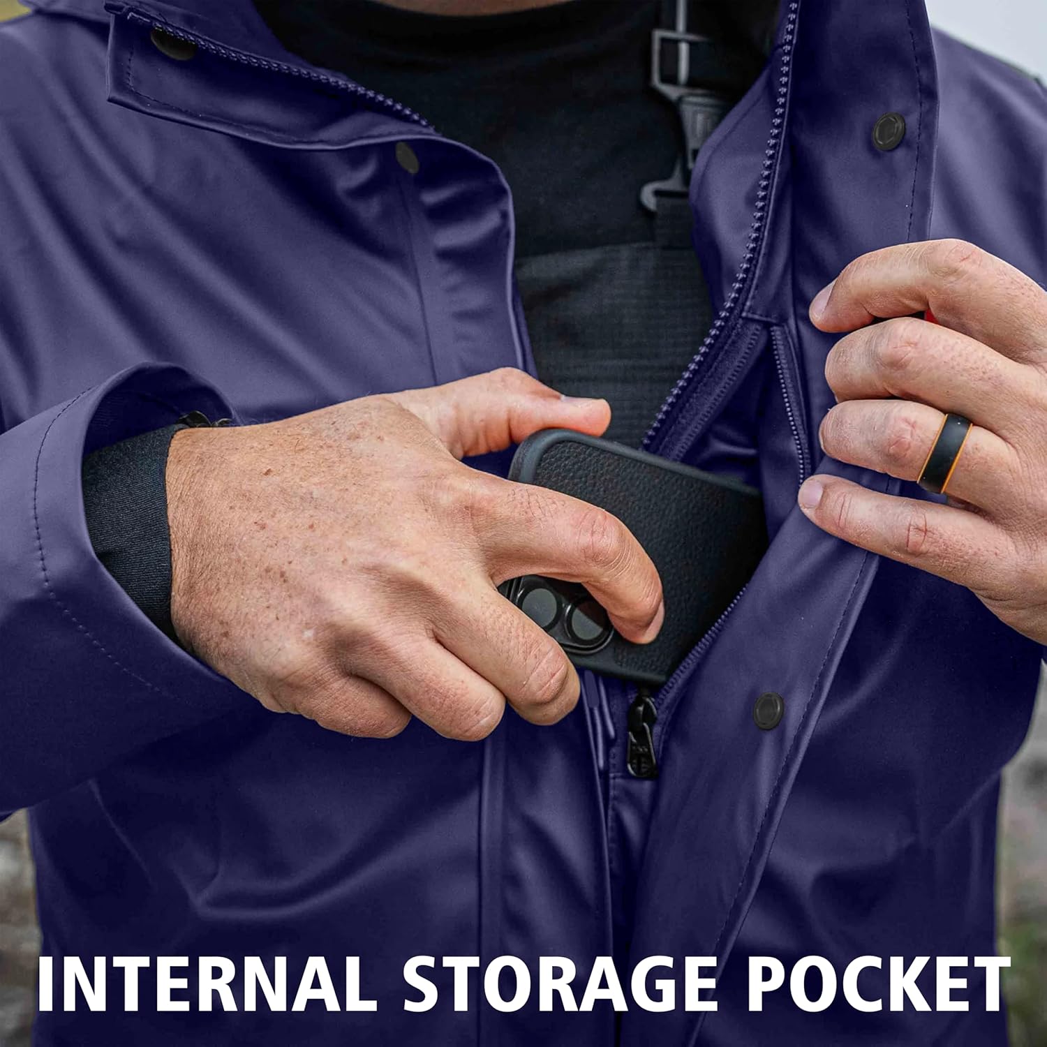 Thumbnail 5 de Men’s PRO Workwear 3-Piece Waterproof Rain Jacket & Bib Pants Set (PU-coated) – Heavy Duty 2-Tone