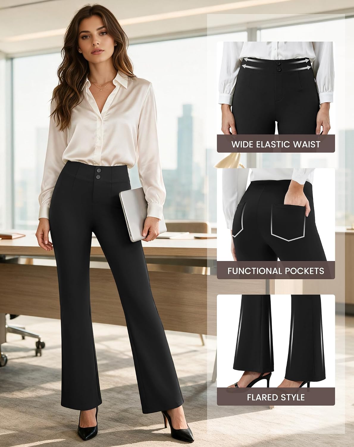 Detalle de SEMARO Women's Work Pants, Polyester-Spandex Blend