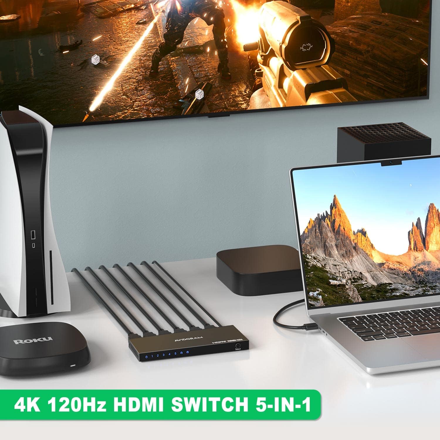 Thumbnail 4 de AVIDGRAM Switch HDMI 2.1 5 entrées → 1 sortie 4K 120 Hz (IR, HDCP 2.3, HDR10+)