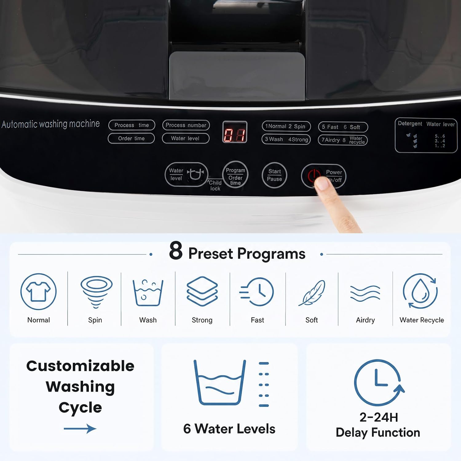 Thumbnail 5 de COSTWAY Portable Washing Machine, 7.7 lb Full-Automatic Top-Load Washer