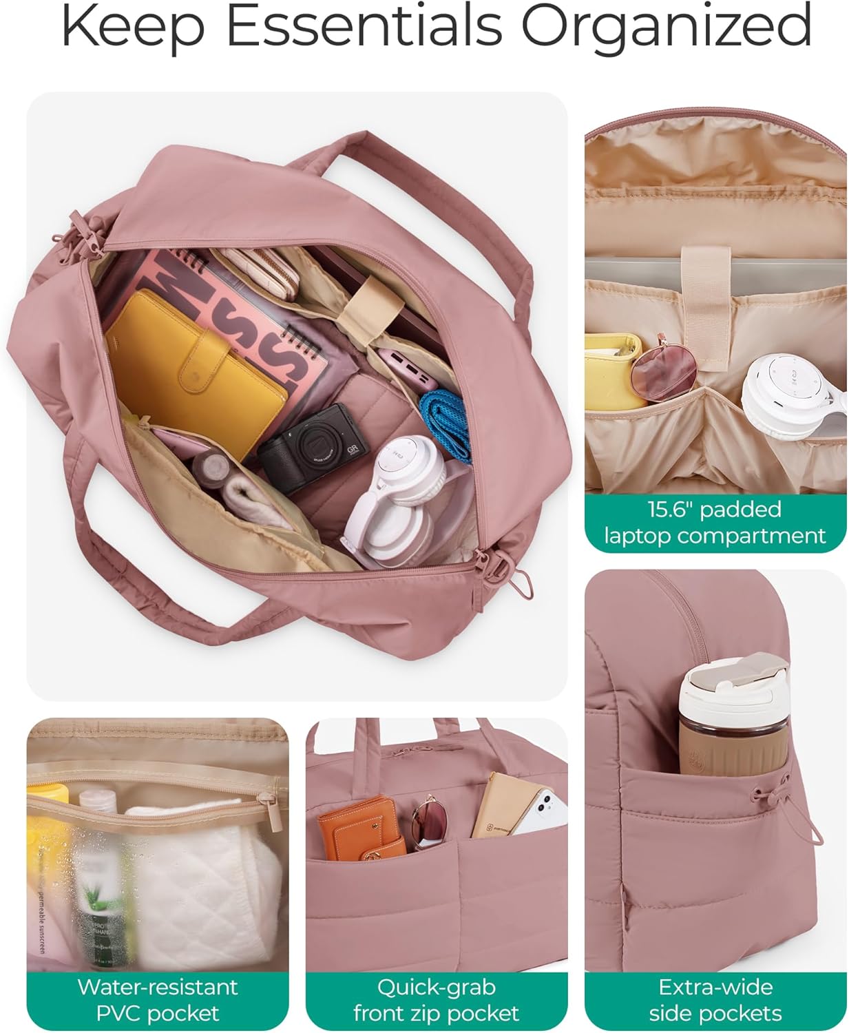 Thumbnail 1 de bagsmart Reisetasche Sporttasche Damen 31L – wasserabweisend, 42×20×37 cm, verstellbarer Gurt, Kosmetiktasche & Légeres Taslon