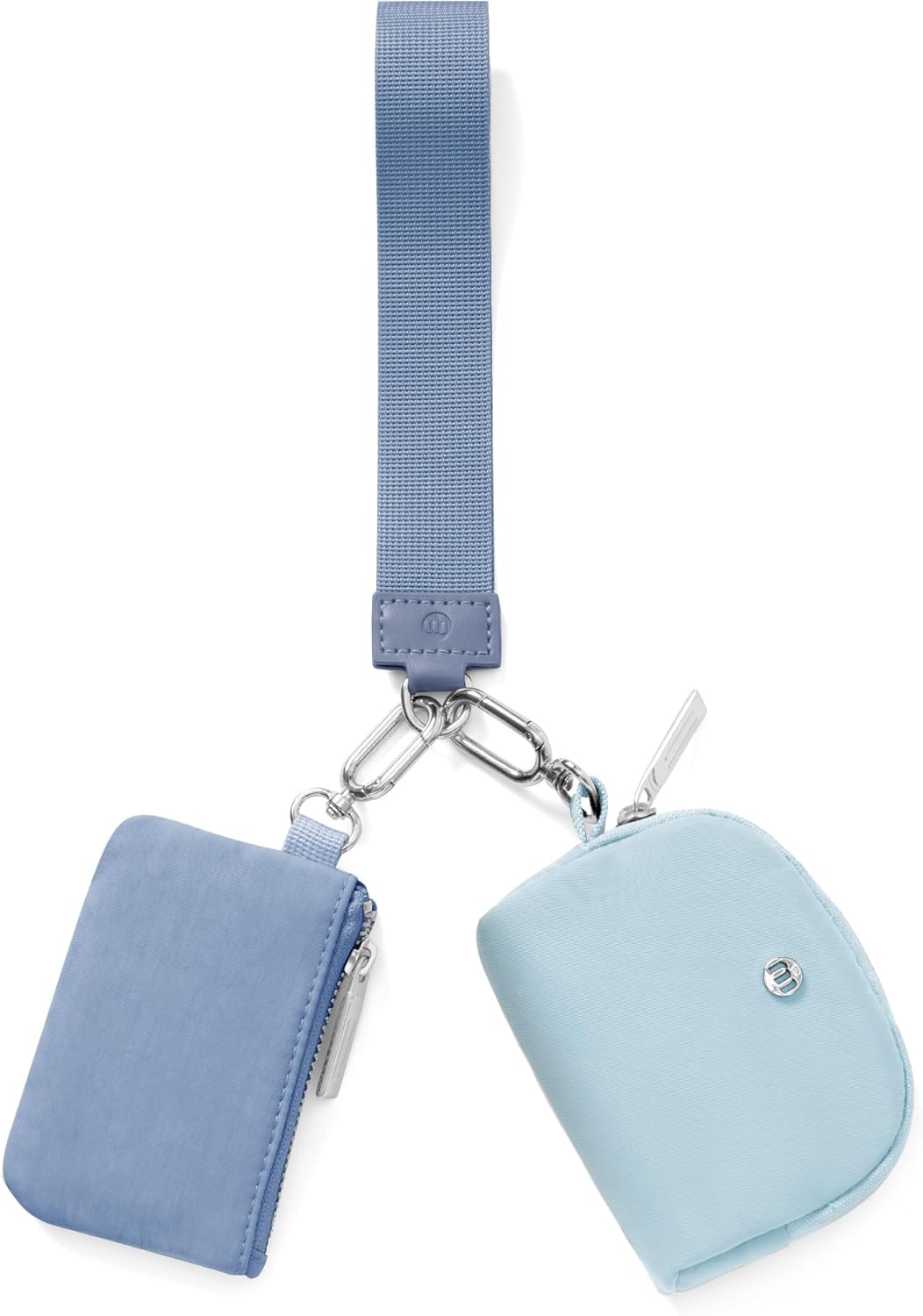 Detalle de AOTM Mini Kleingeldbörse (Navy+Hellblau) – Armband-Geldbörse mit abnehmbarem Schlüsselanhänger