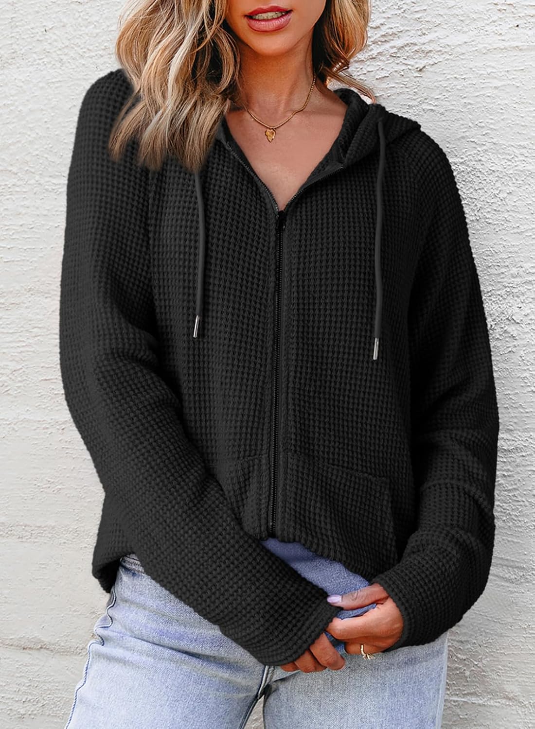 Detalle 2 de Dokotoo Waffle Knit Full Zip Hoodie