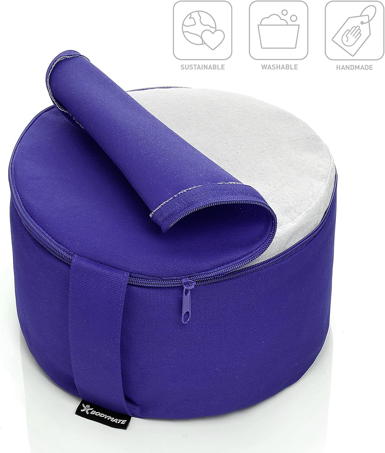Thumbnail 1 de BODYMATE Cuscino da yoga rotondo in buccia di grano saraceno, diametro 31 cm e altezza 16 cm
