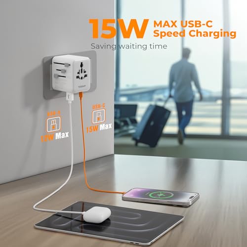 Thumbnail 2 de TESSAN Universal Travel Adapter 28W — 6-in-1 Worldwide Power Companion