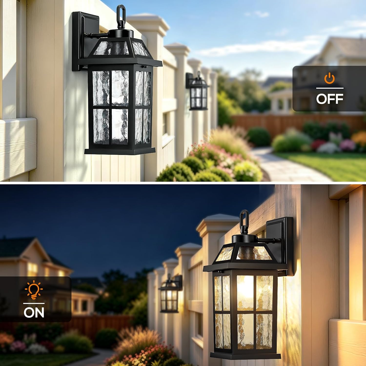 Detalle de MYHXQ MY-WL317B-BK Outdoor Wall Lanterns, 14-Inch Black 2-Pack