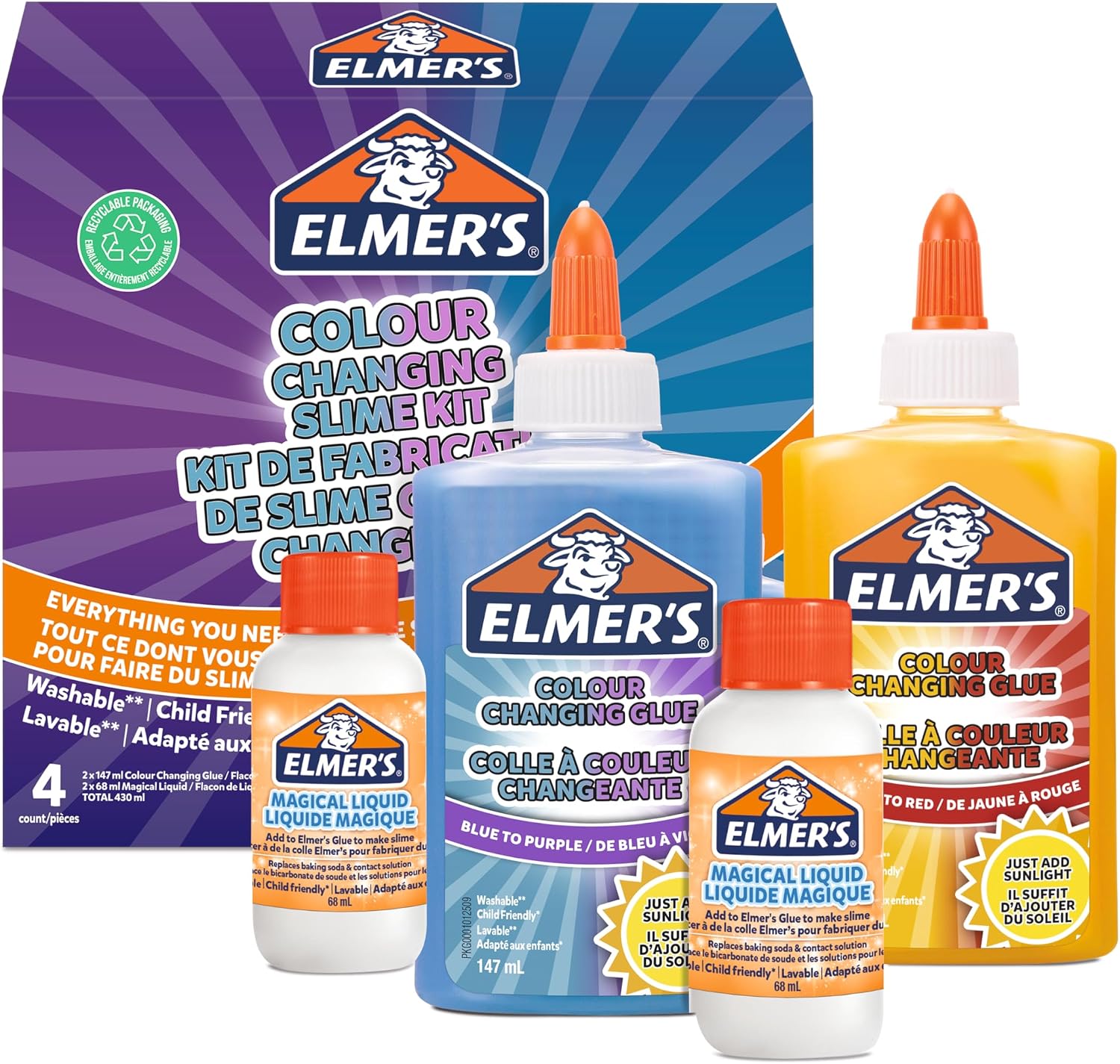 Detalle de Elmer’s Colour Changing Slime Kit – All-in-One Slime Supplies for Colour-Shift Fun