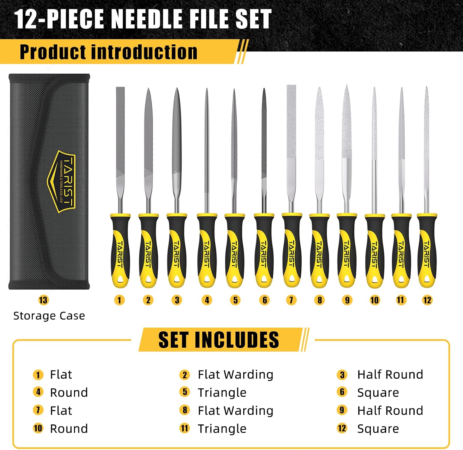 Detalle 1 de TARIST FS02-202210 12-Piece Needle File Set with Tool Bag