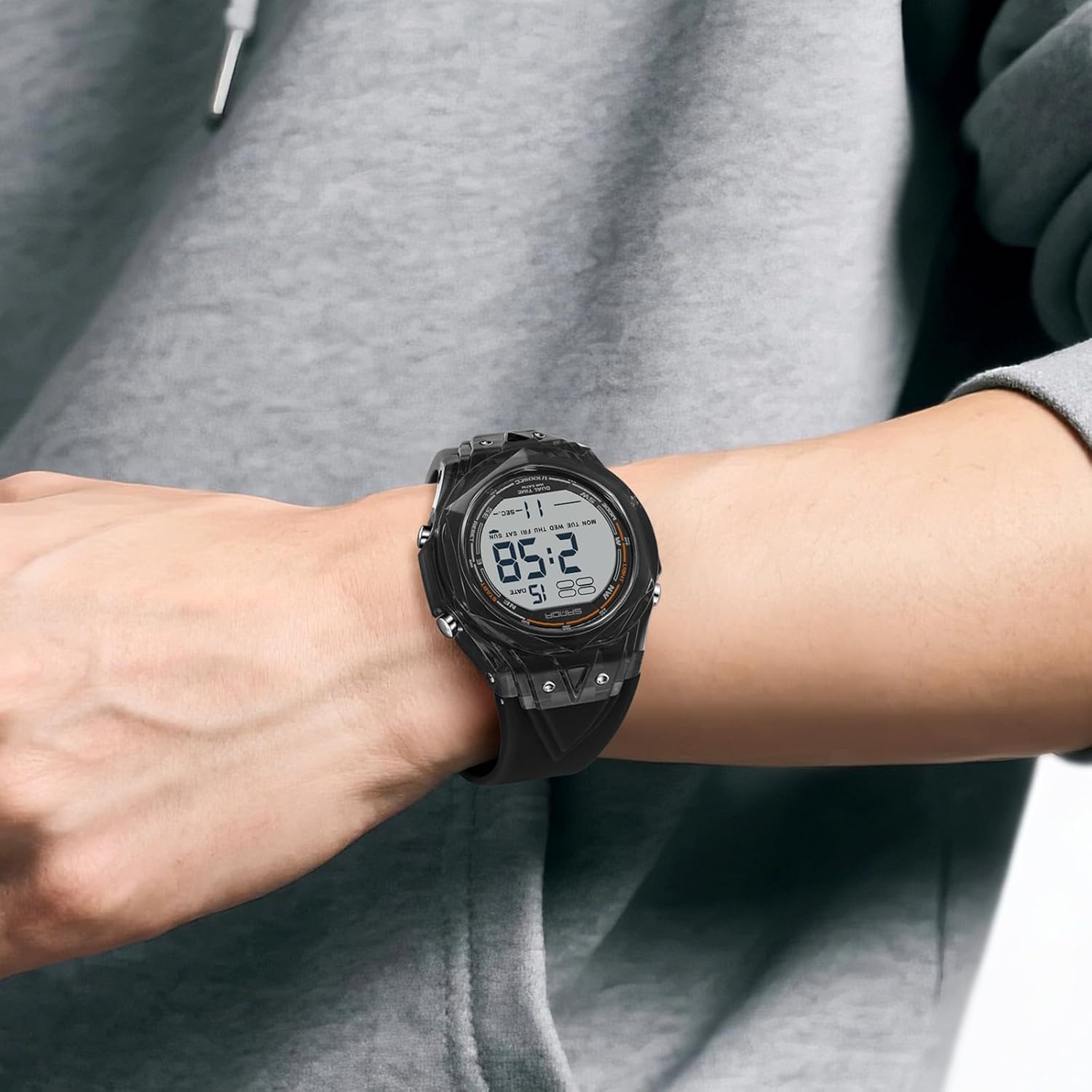 Detalle 2 de TICKEEN digitale Sportuhr für Herren mit Alarm, Countdown, Stoppuhr, LED-Licht und 30 m Wasserdicht