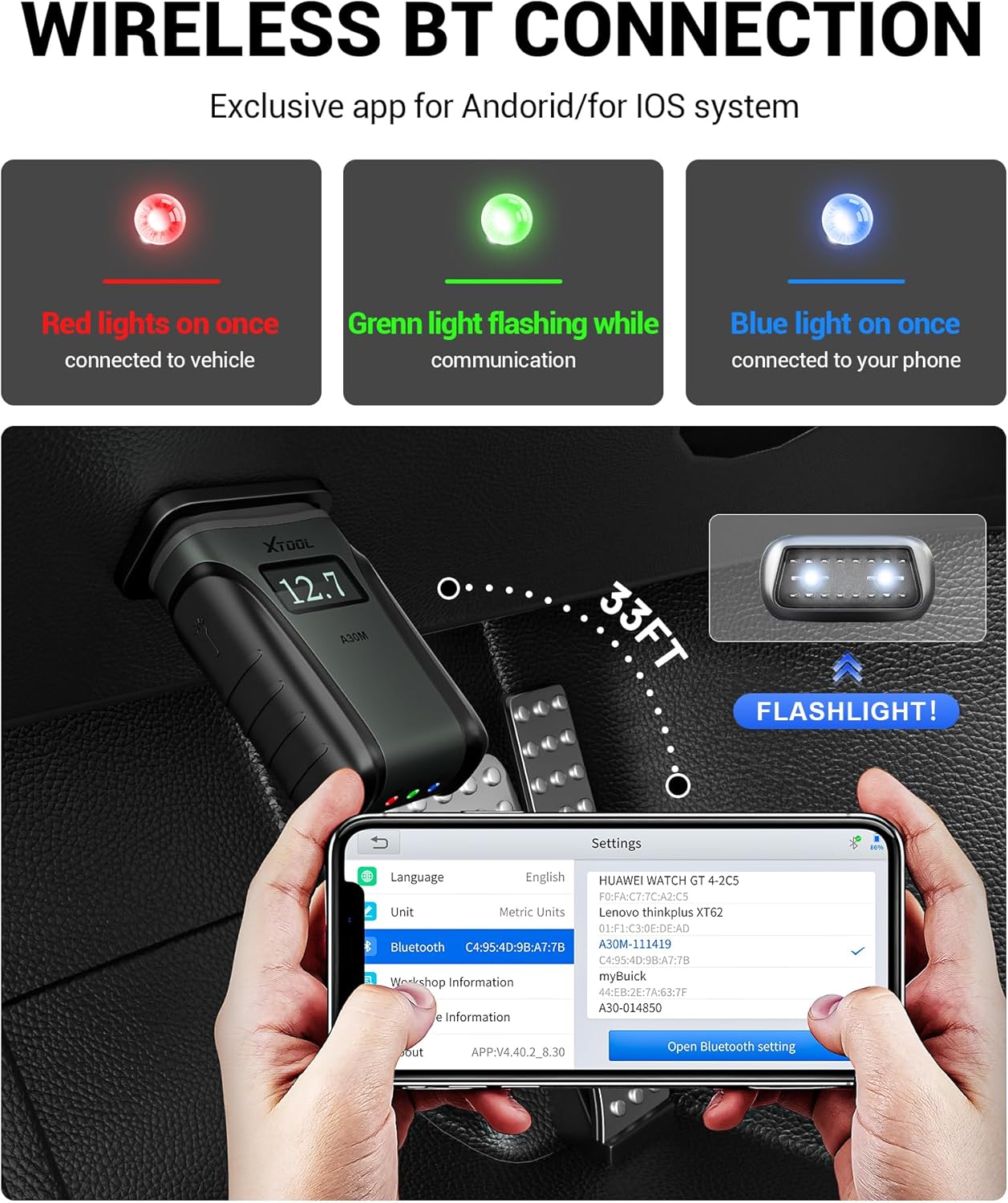 Thumbnail 1 de XTOOL Anyscan A30M OBD2 Scanner Kit: Wireless Bi-Directional Diagnostics with 26 Resets and Lifetime Updates