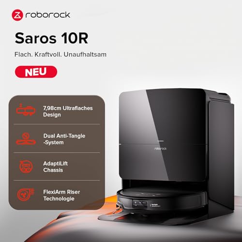 Detalle de roborock Saros 10R Set: Ultraflacher Saugroboter mit Wischfunktion
