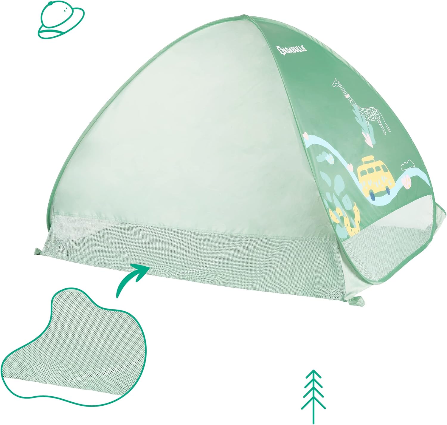 Detalle de Badabulle Tenda di protezione UV SPF50+ Pop-Up: grande tenda anti-UV per spiaggia e giardino