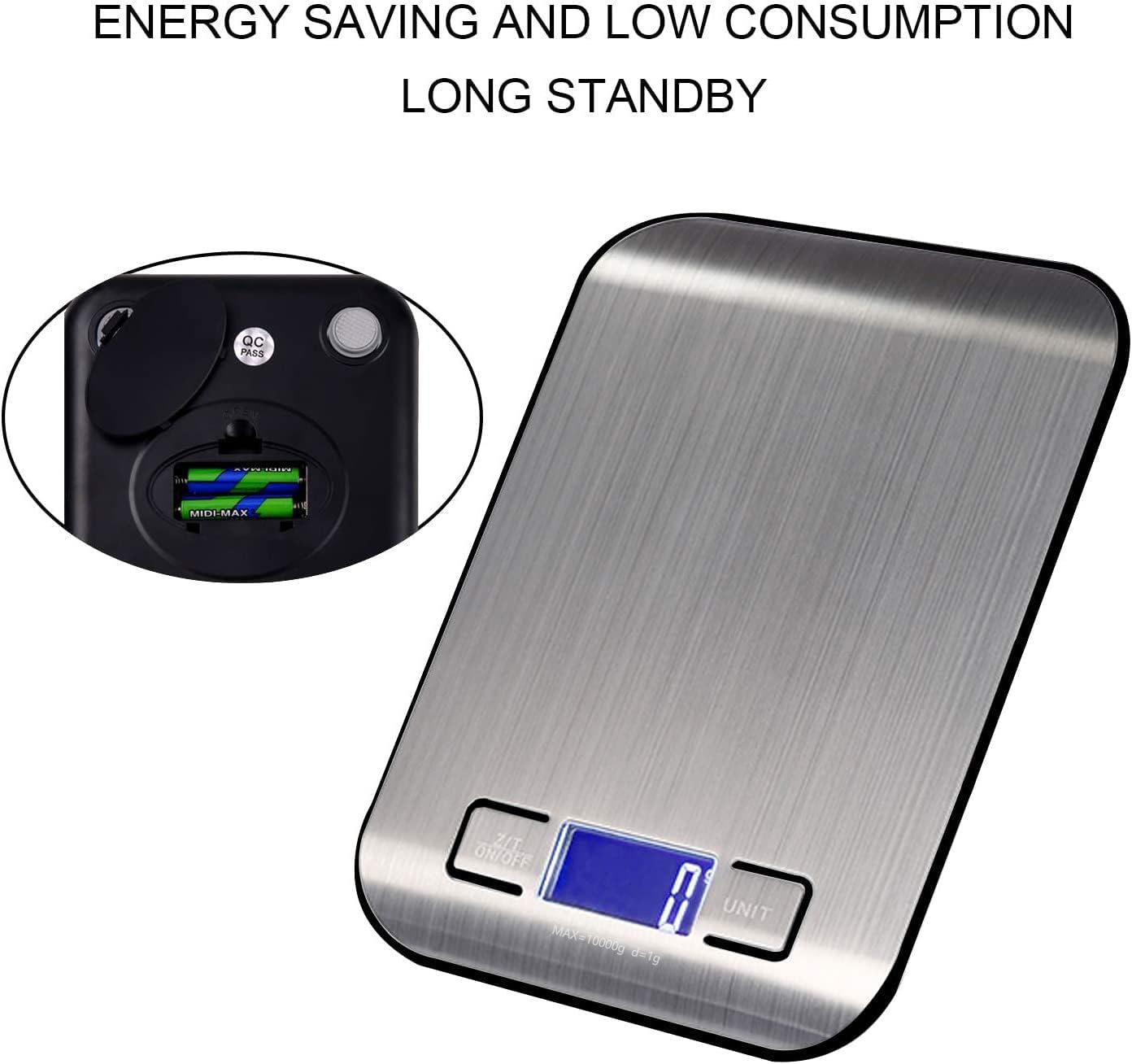 Thumbnail 3 de Bilancia da Cucina Digitale 10 kg in Acciaio Inox – Tara, Display LCD, Elegante e Ultra Sottile