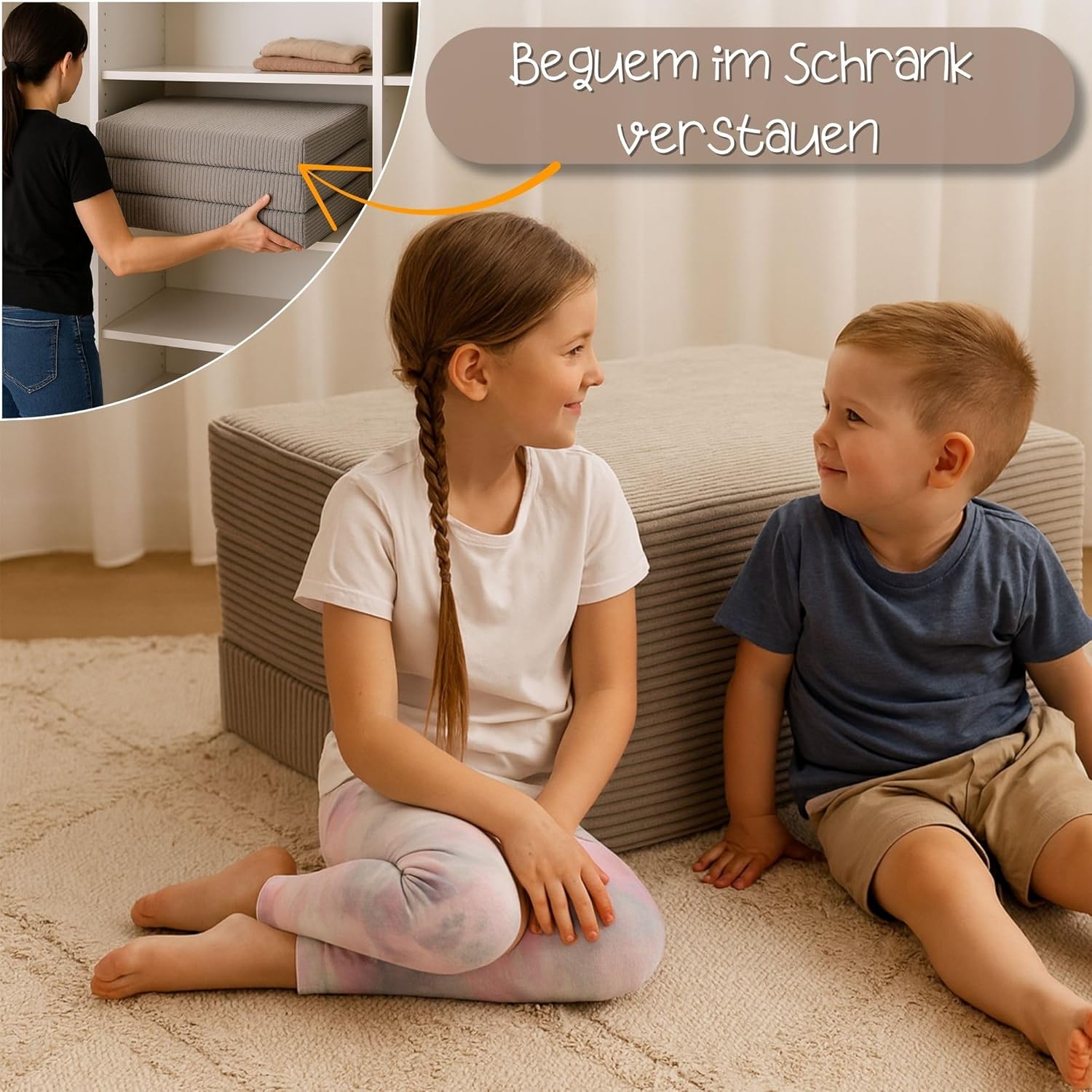 Thumbnail 3 de Totsy Baby Materasso Pieghevole Bambini 60x120 cm con rivestimento sfoderabile lavabile (Oeko-Tex), beige