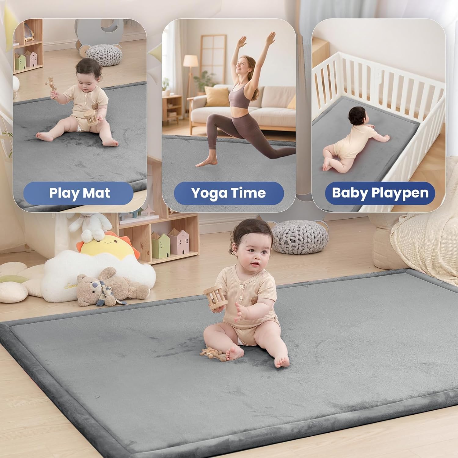 Thumbnail 4 de Huloo Sleep Baby Play Mat 1.3in Thick Memory Foam