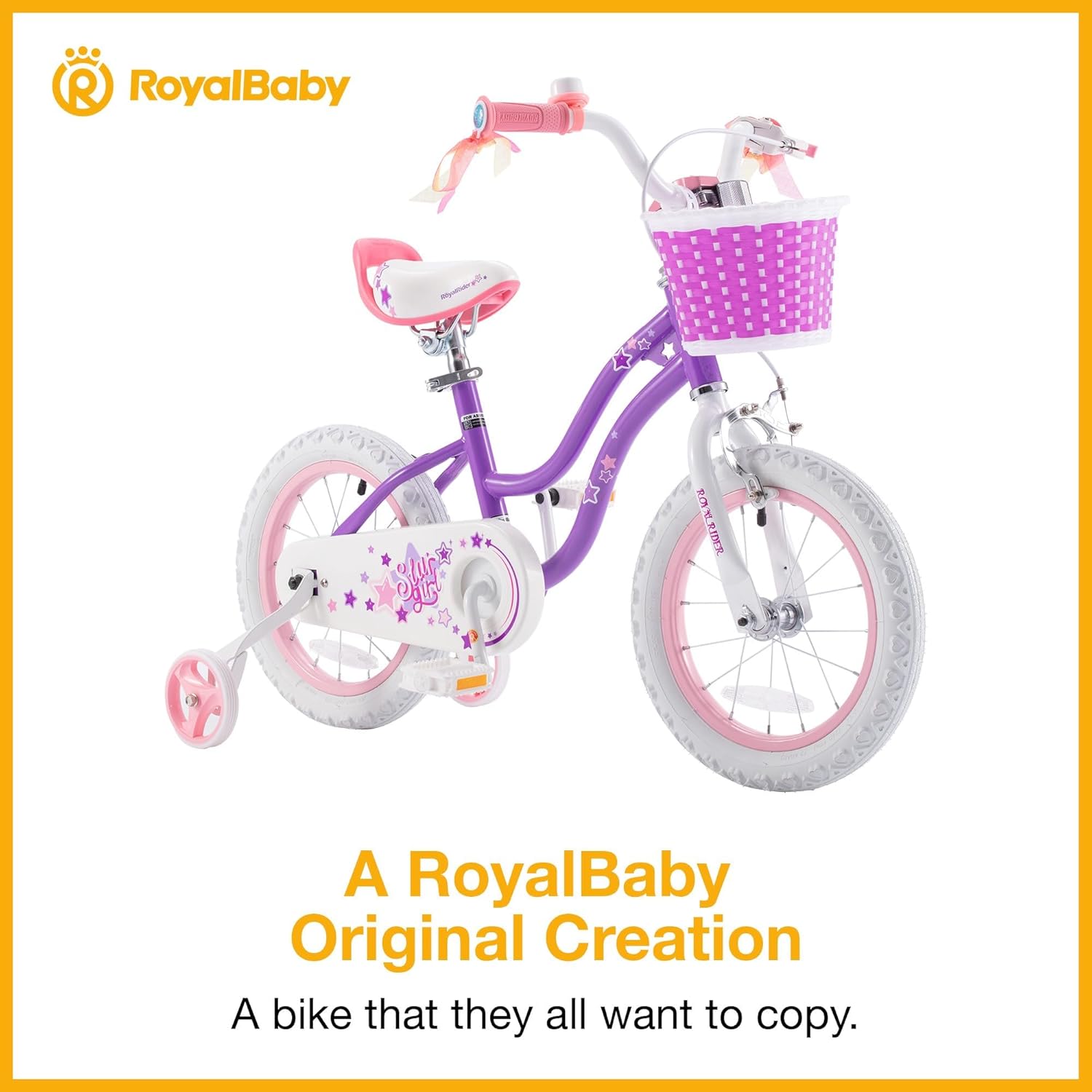 Thumbnail 1 de RoyalBaby Stargirl 12 Inch Kids Outdoor Bicycle (Purple) w/ Basket, Bell & Training Wheels